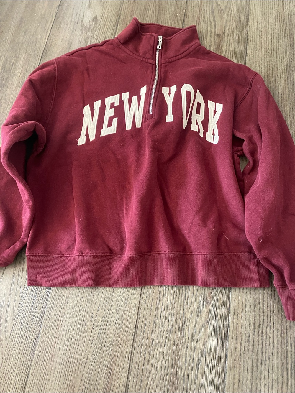 Sunday Maroon Fleece Zip-Up Hoodie